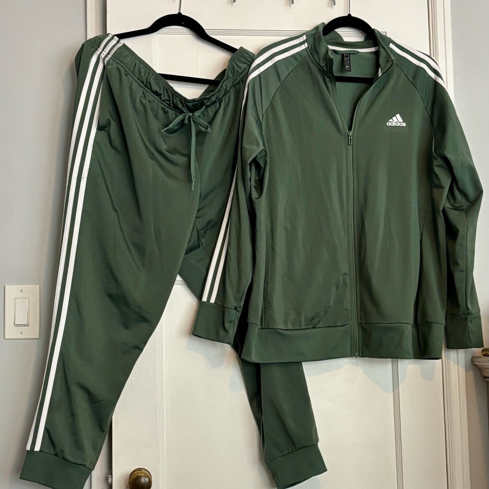 Adidas Forest Green Tracksuit with White Accents
